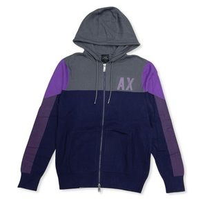 ARMANI EXCHANGE LOGO ZIP UP HOODIED (PURPLE/GRAY)